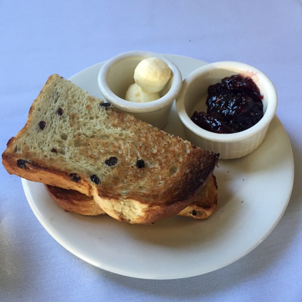 Raisin Rosemary Toast with Butter and Jam